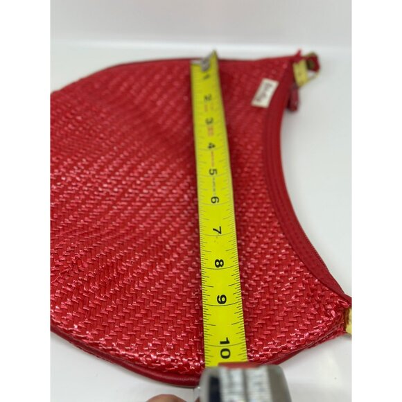 VTG Bob & Alice Women Red Woven Shoulder Bag Gold Accents Zipper Closure Stylish - Picture 8 of 10